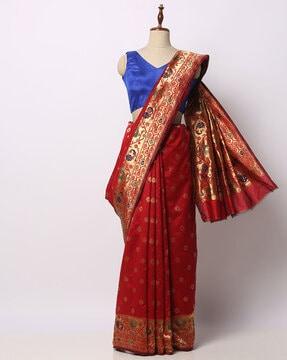 art silk saree with woven motifs