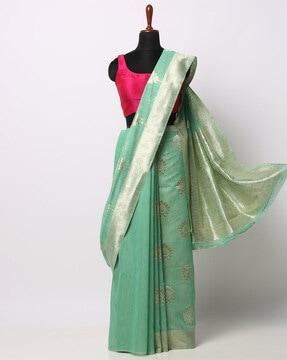 art silk saree with woven motifs