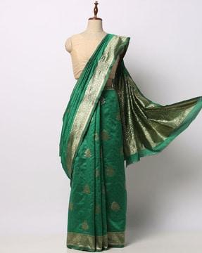 art silk saree with woven motifs