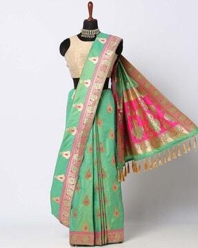 art silk saree with woven motifs