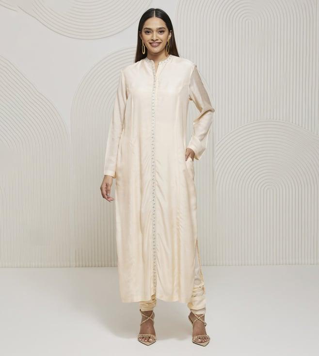 artagai shell embroidered kurta with churidar