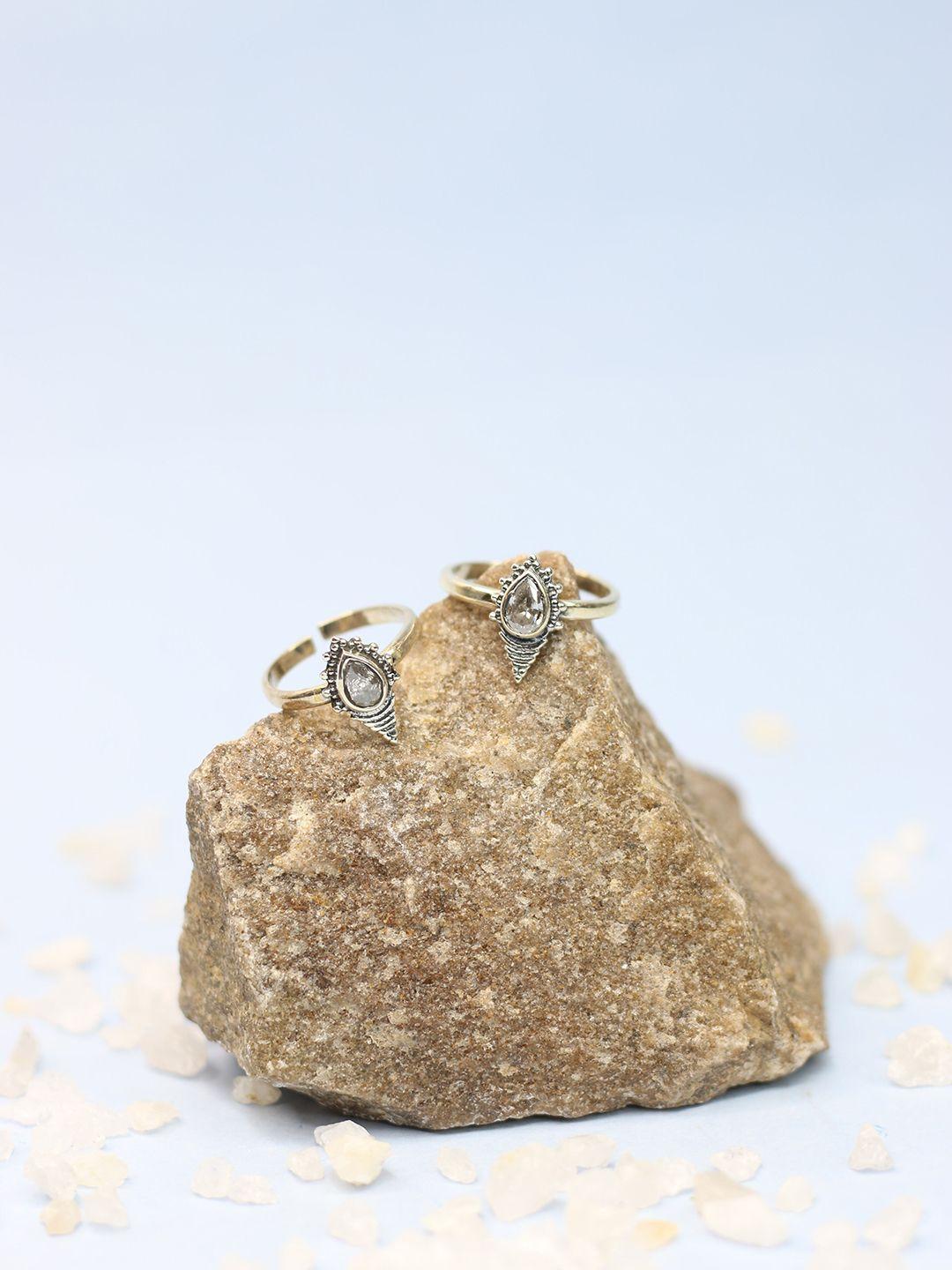 arte jewels oxidised cubic zirconia studded 925 silver toe-ring