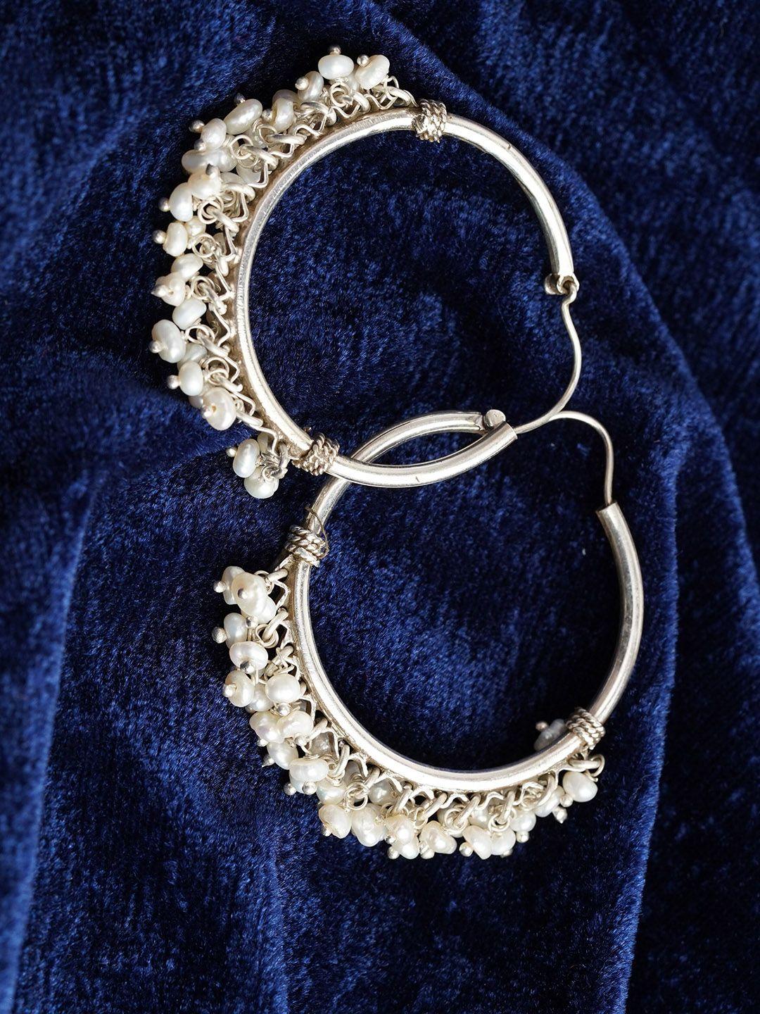 arte jewels silver-plated circular hoop earrings