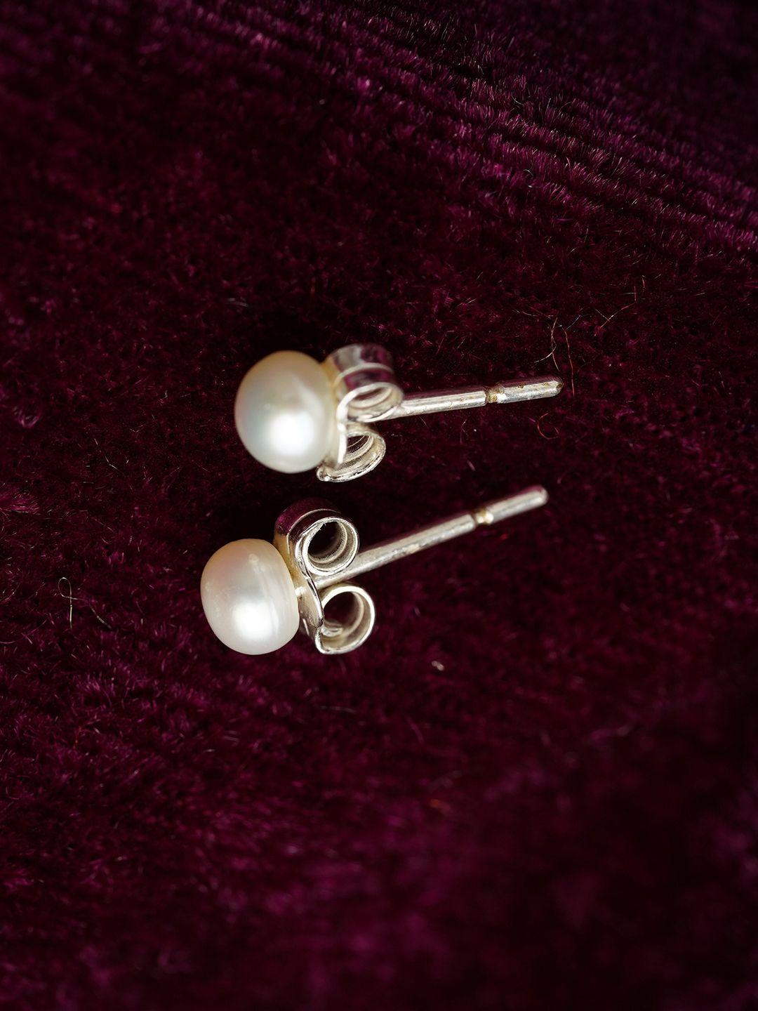 arte jewels silver-plated pearls circular studs earrings