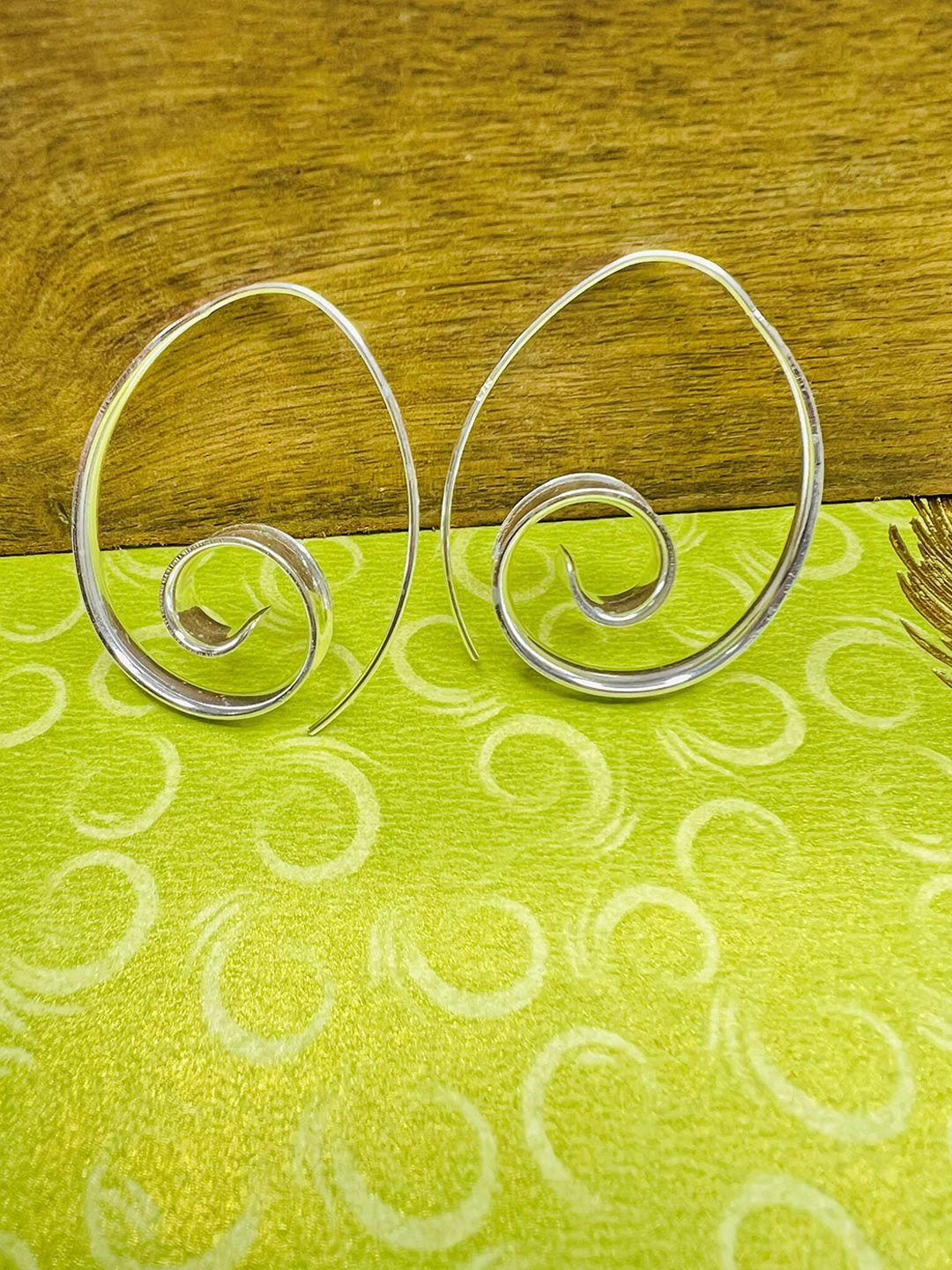 arte jewels silver-toned contemporary half hoop earrings