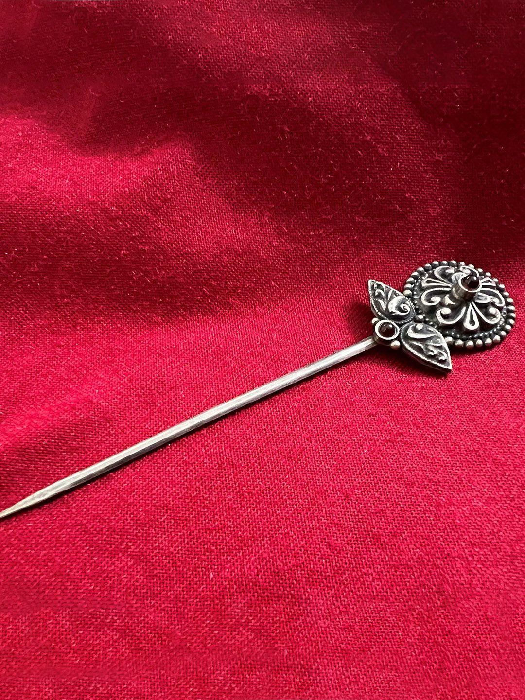 arte jewels sterling silver oxidised stone studded juda hairstick