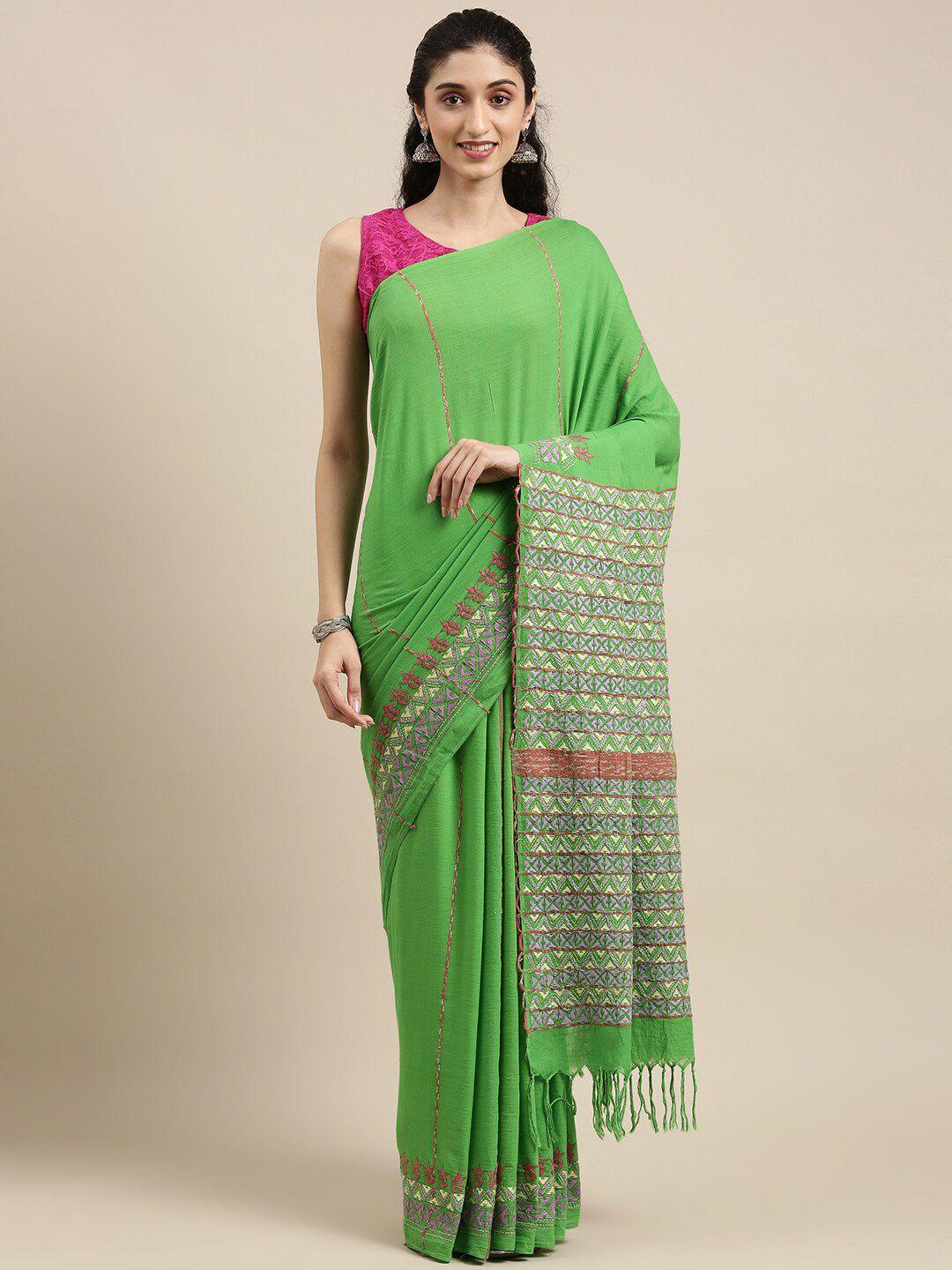 arteastri embroidered pure cotton taant saree