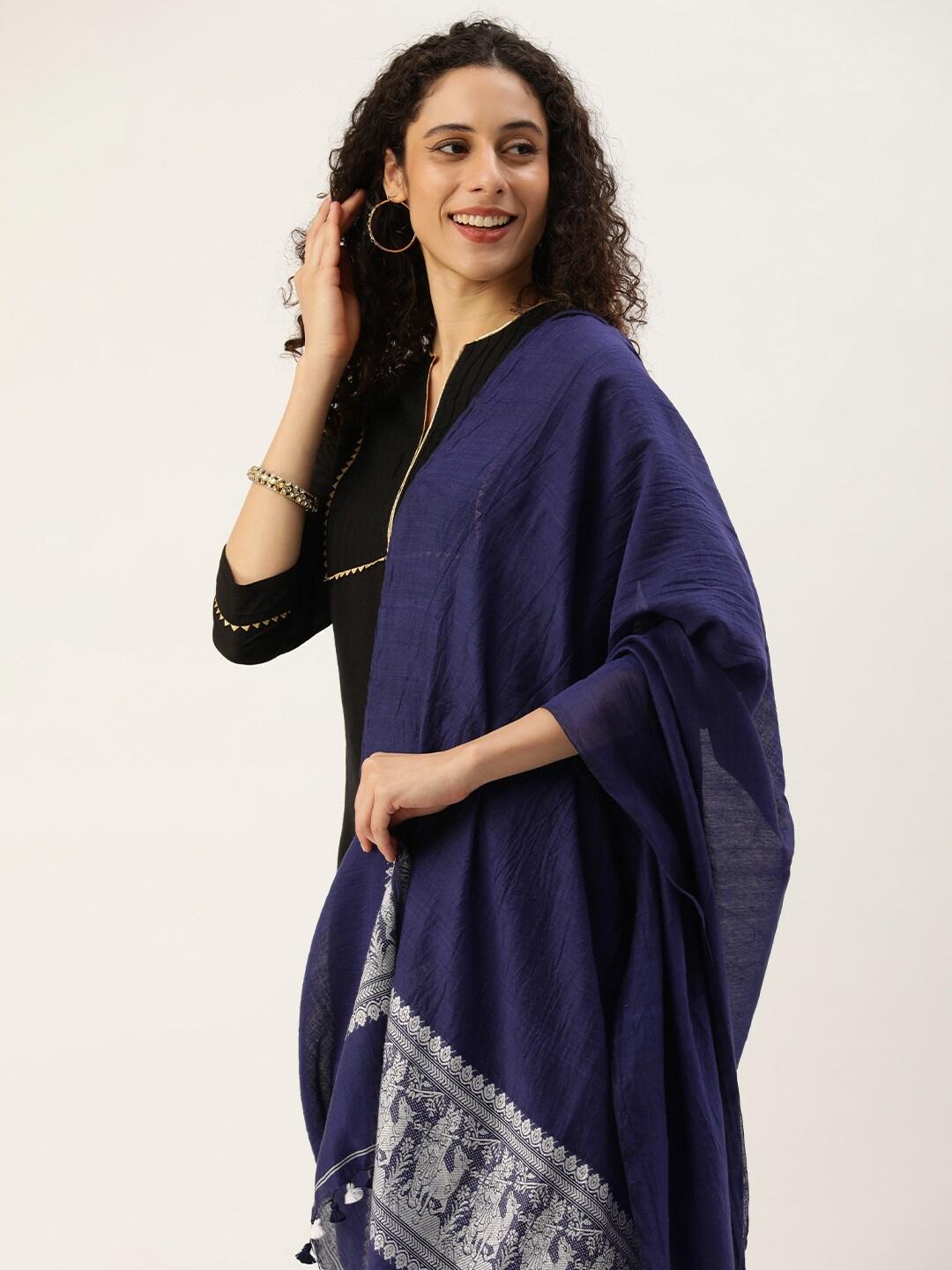 arteastri ethnic motifs woven design cotton silk kalamkari dupatta with zari