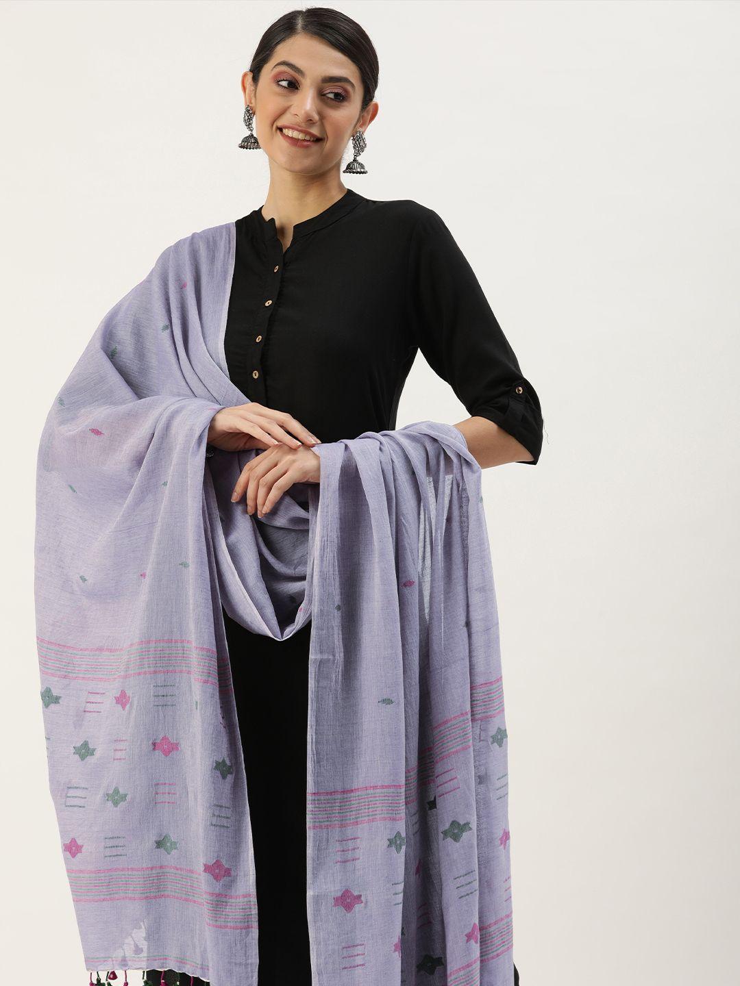 arteastri geometric woven design pure cotton dupatta