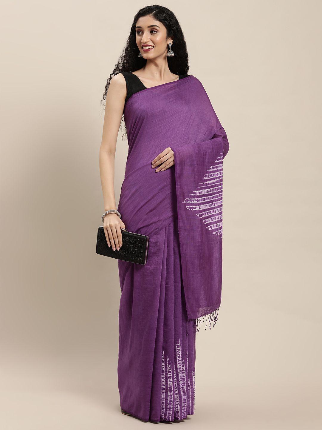 arteastri purple pure cotton handloom shibori taant saree