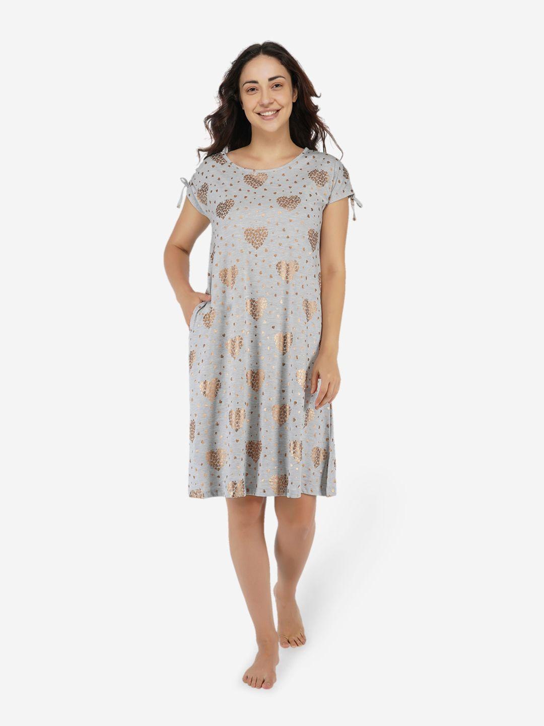 artemis women grey printed nightdress