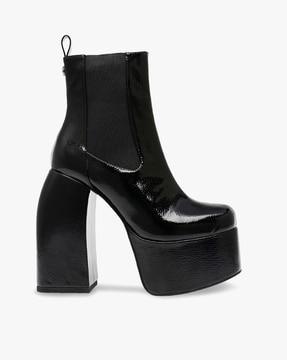 artesian patent heeled boots