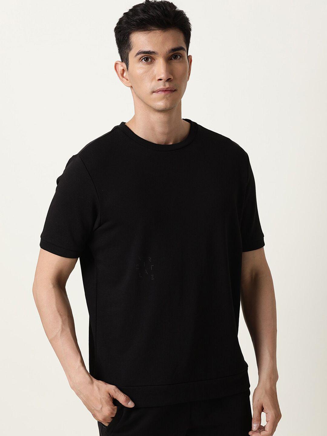 articale men black extended sleeves slim fit t-shirt