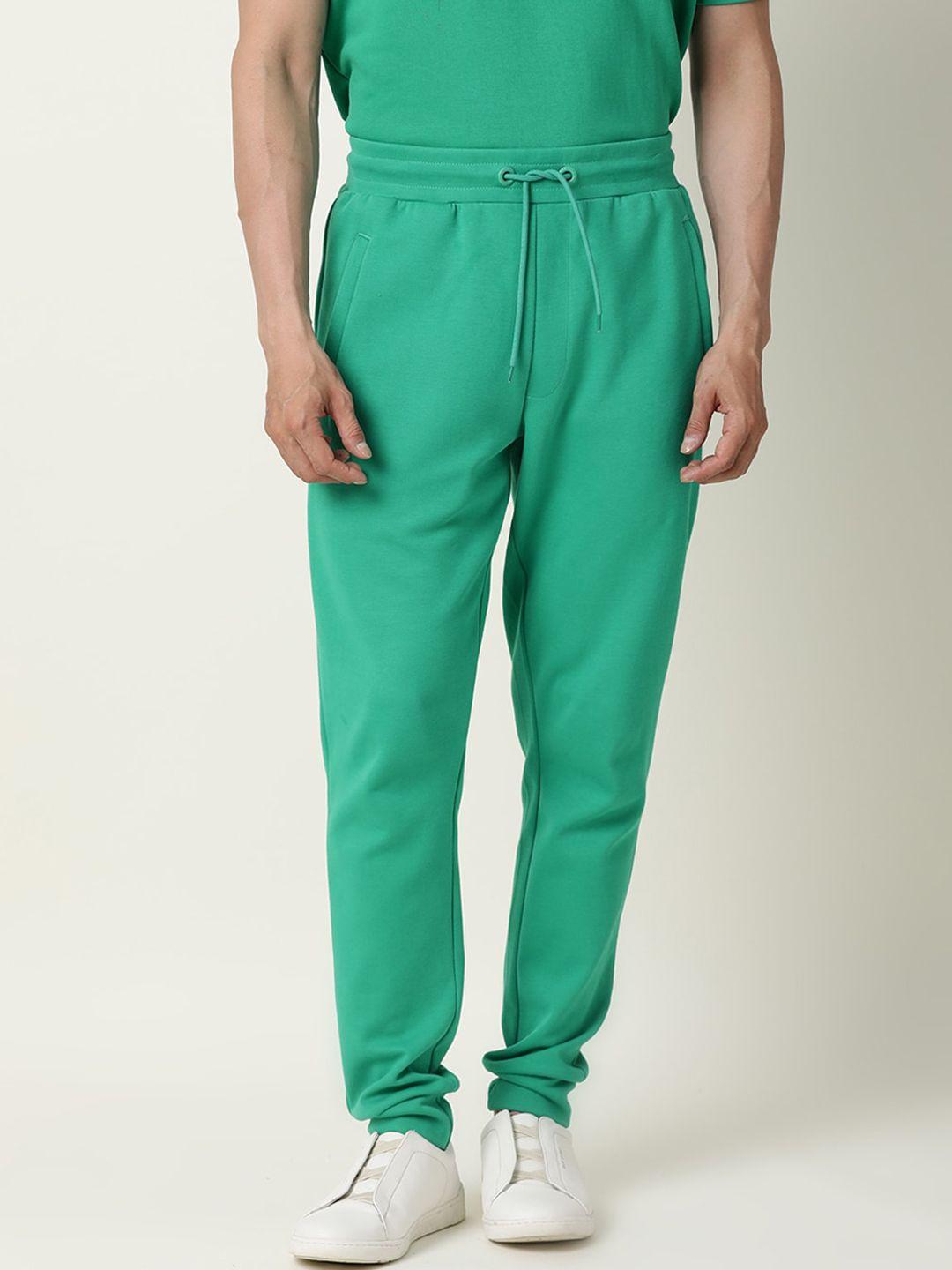 articale men green solid slim-fit track pants