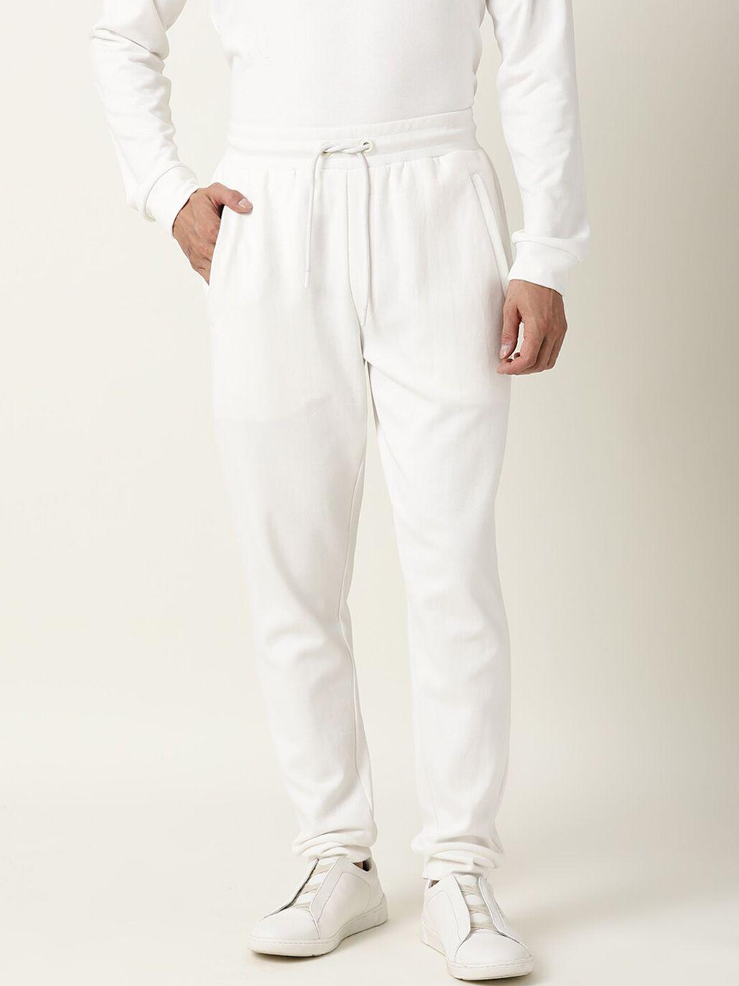 articale men off white solid slim-fit track pants