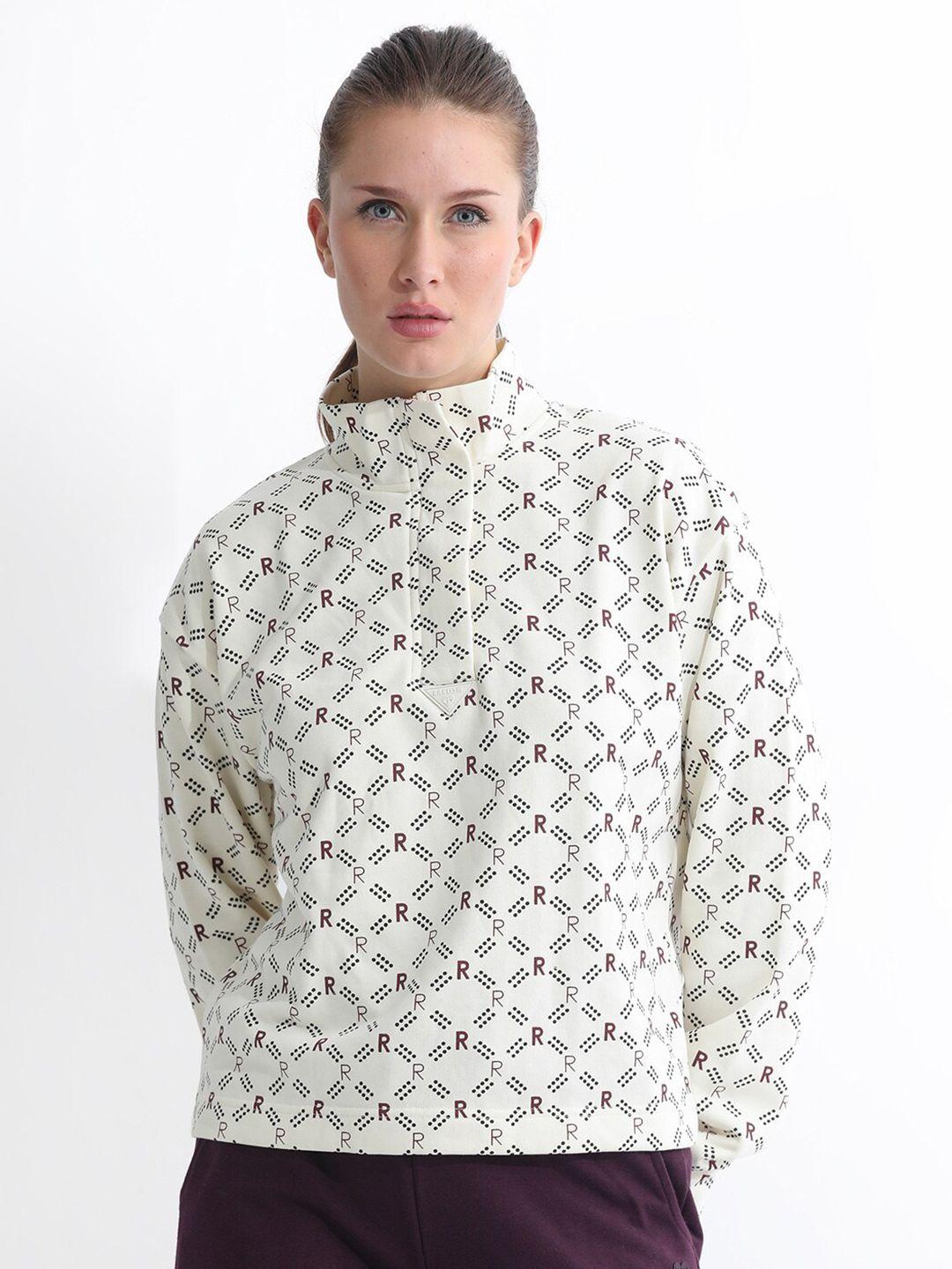 articale typography printed high neck cotton sweatshirt