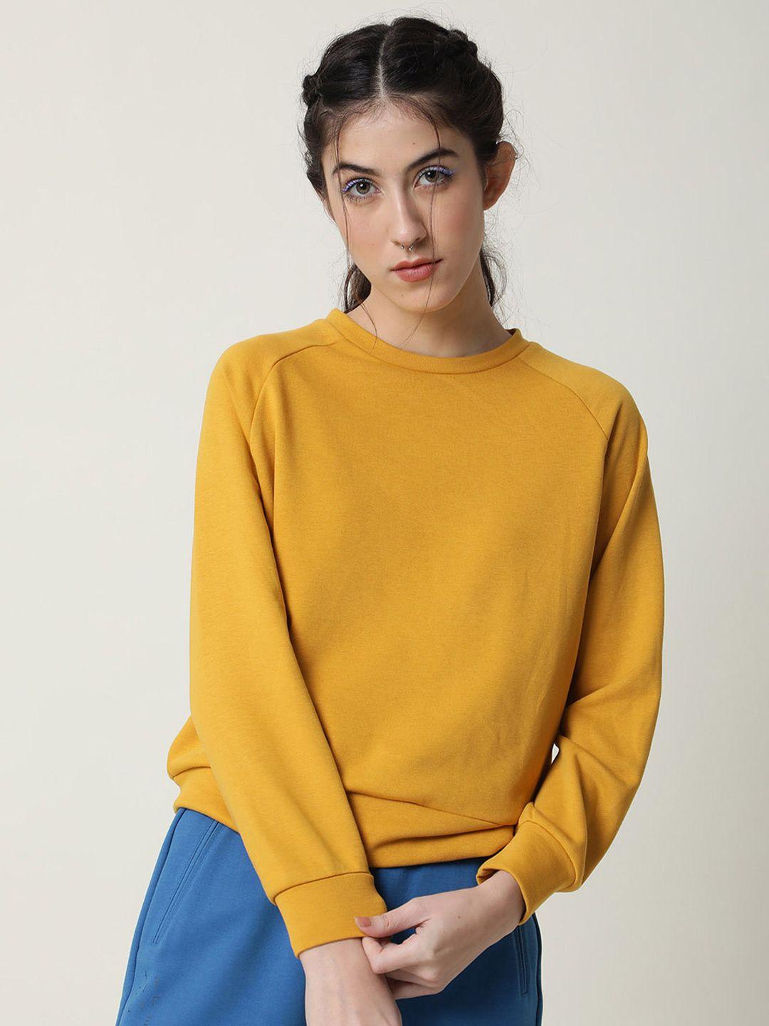 articale women mustard yellow cotton sweatshirt