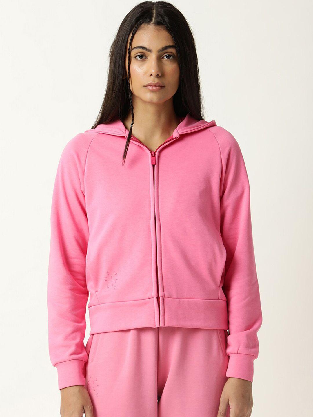 articale women pink hooded cotton sweatshirt