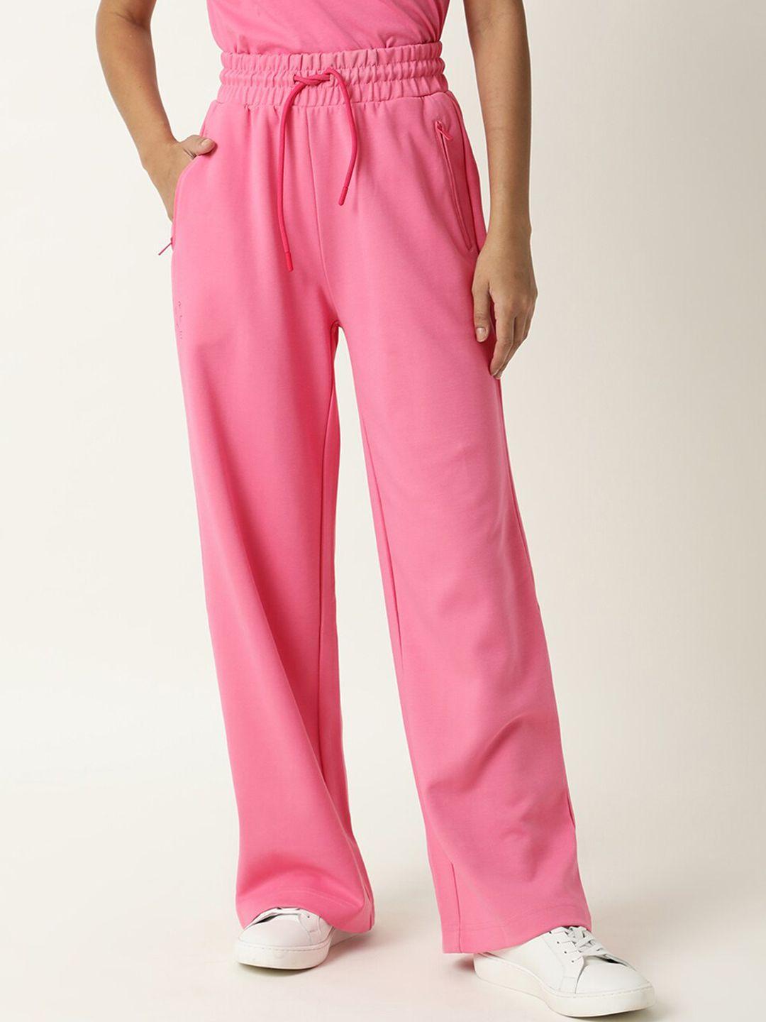 articale women pink solid slim -fit track pants