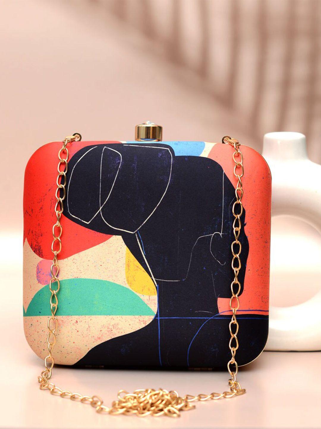 artklim abstract printed box clutch