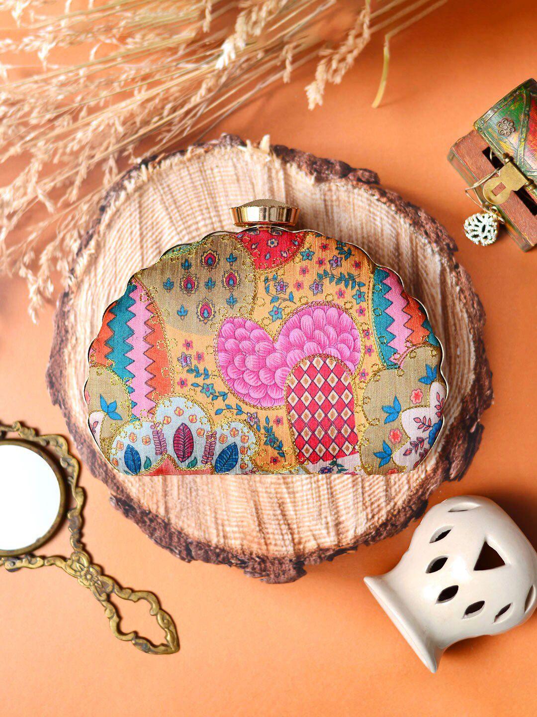 artklim embroidered half moon clutch