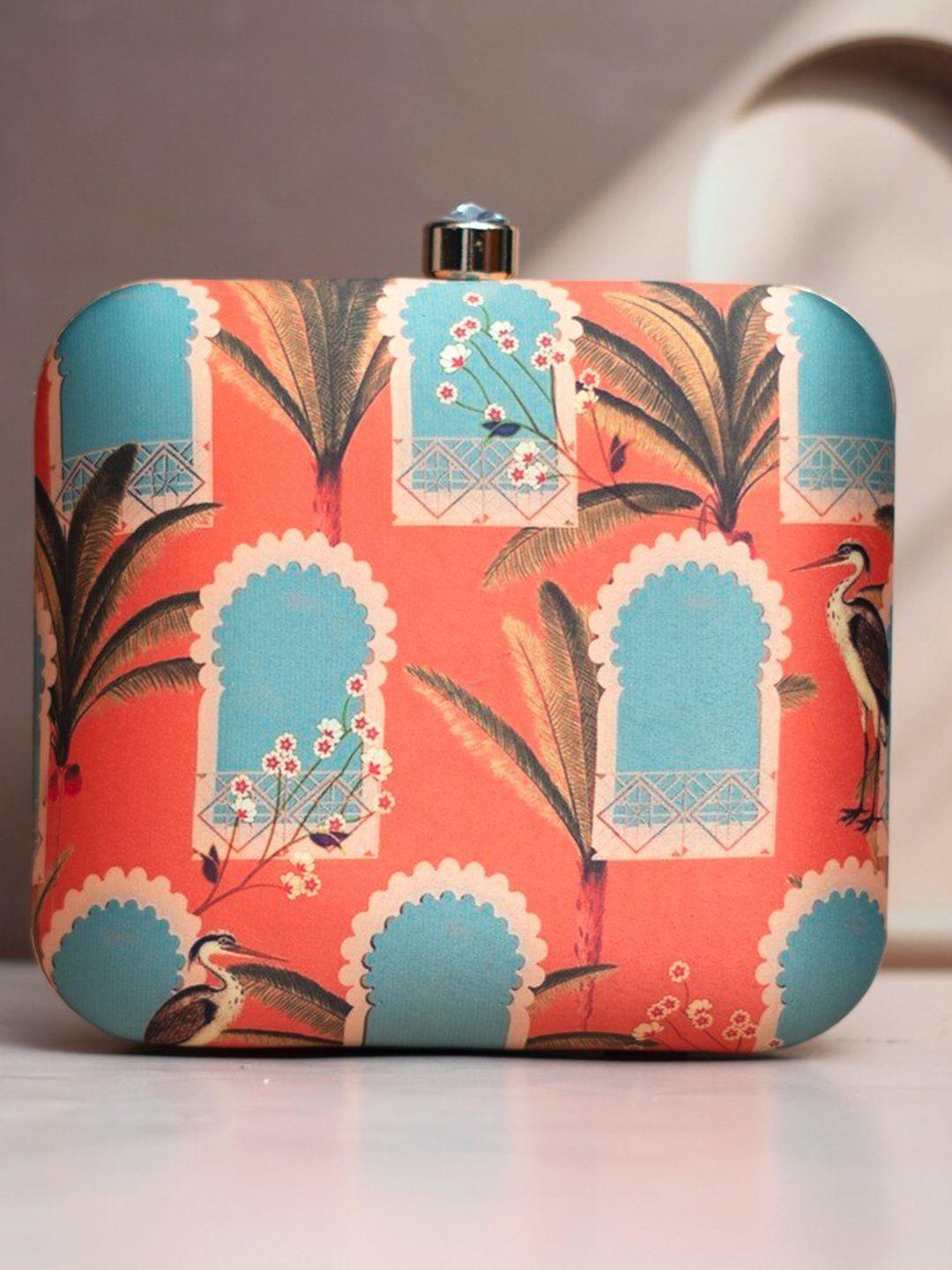 artklim floral printed box clutch