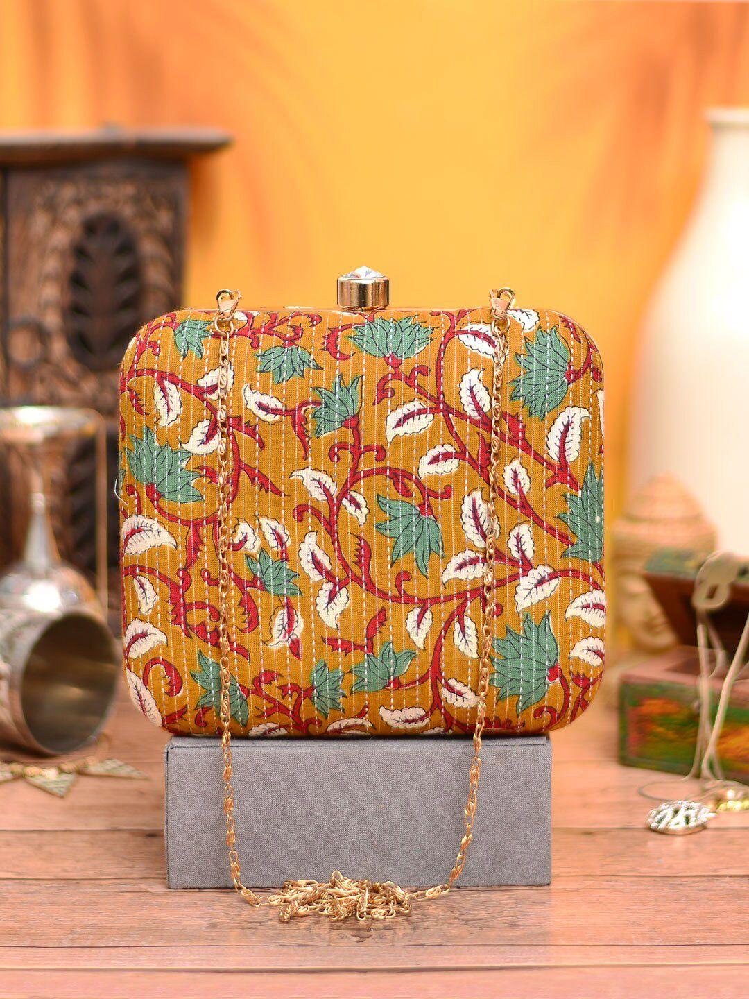 artklim women embroidered fabric box clutch
