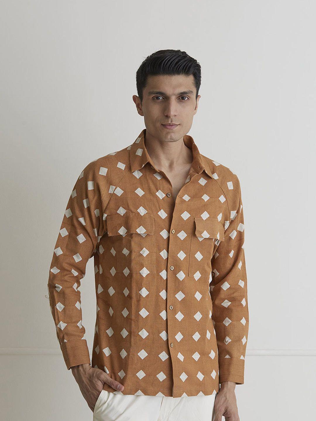 artless geometric printed relaxed organic cotton casual shirt