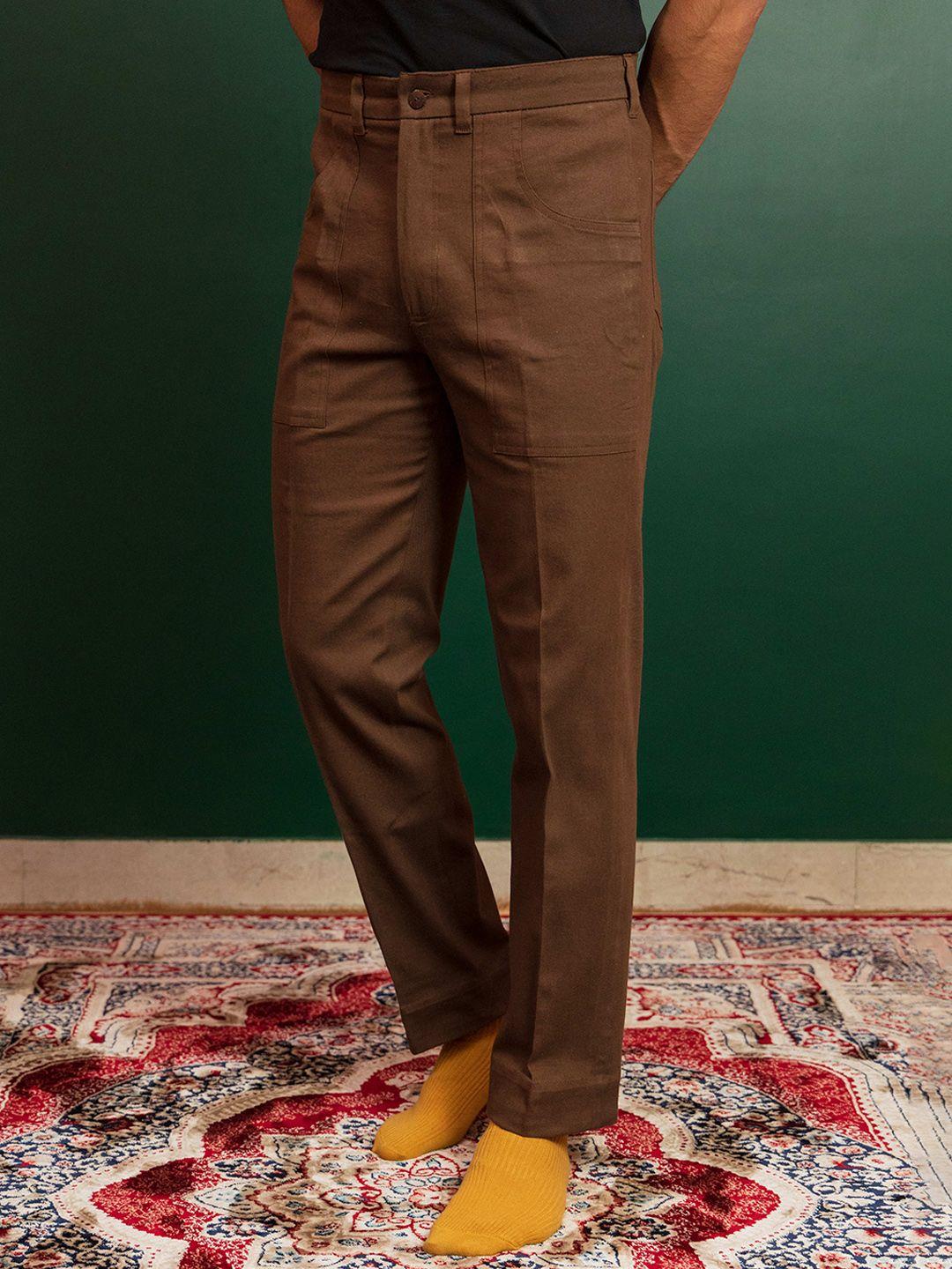 artless men tailored tapered fit cotton twill trousers