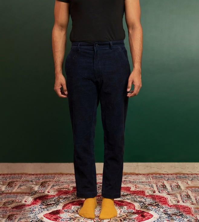 artless navy cords and ribs trousers