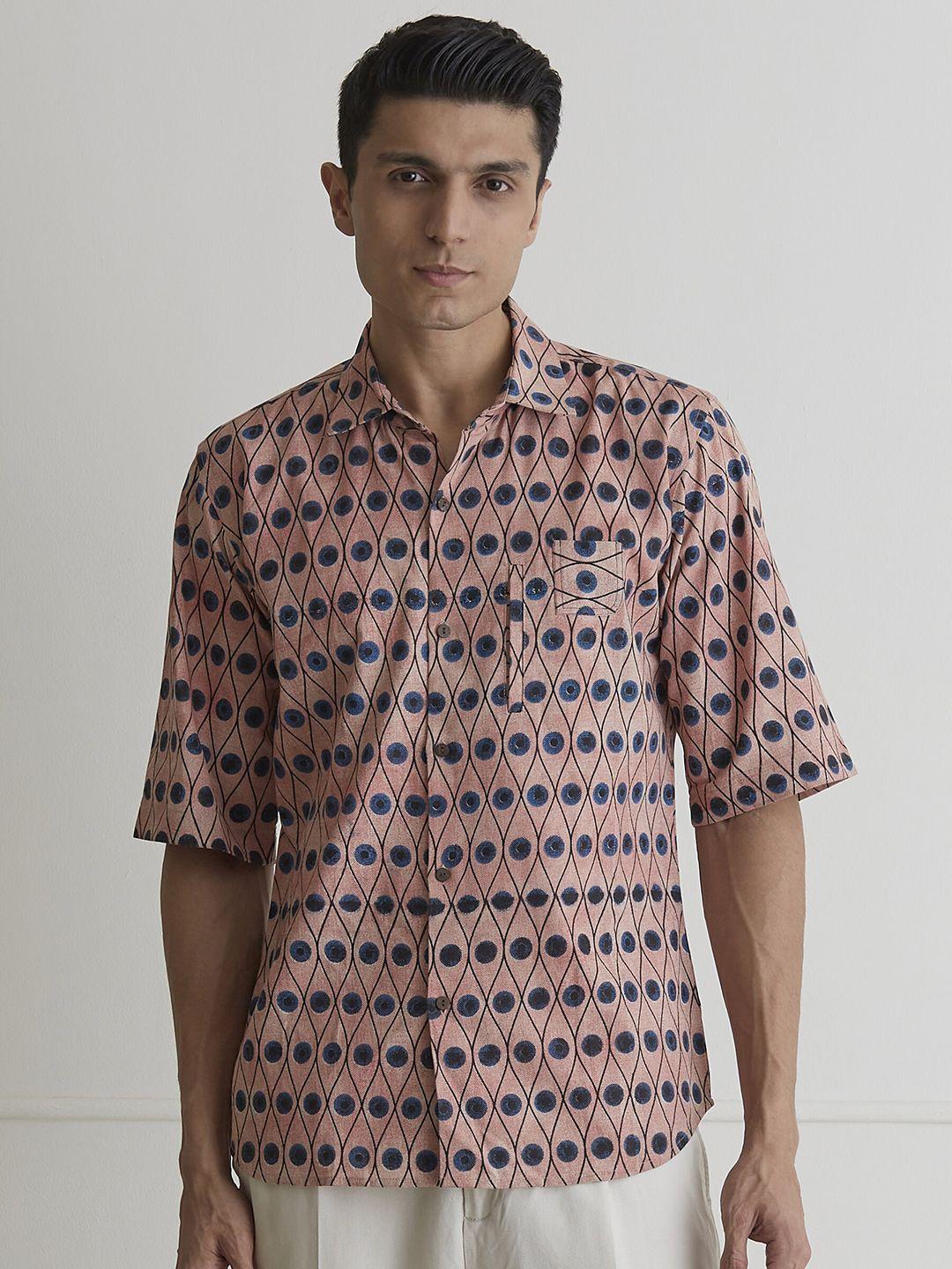 artless relaxed abstract printed pure cotton casual shirt