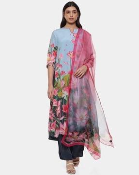 artsy lotus kurta suit set