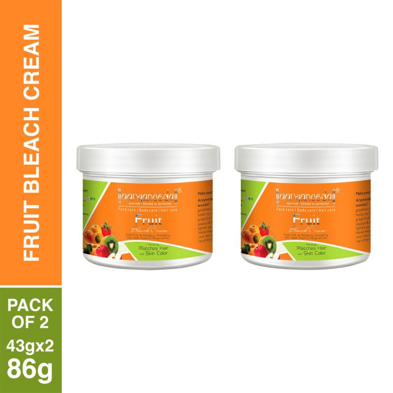 aryanveda fruit bleach cream with real fruit for instant glow & removes dead skin (pack of 2)