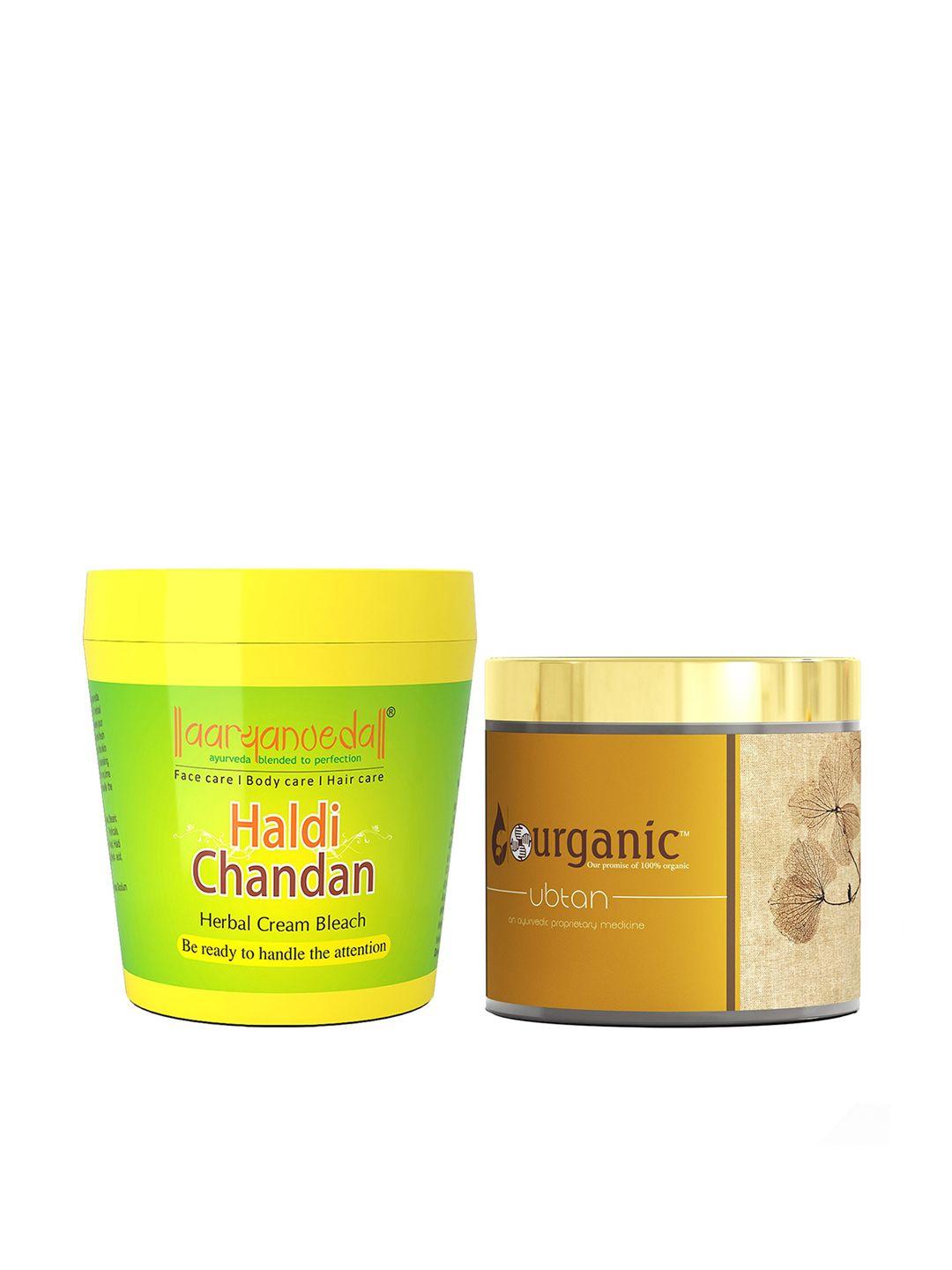 aryanveda haldi chandan bleach cream 250g with ubtan face mask for dirt removal 100g