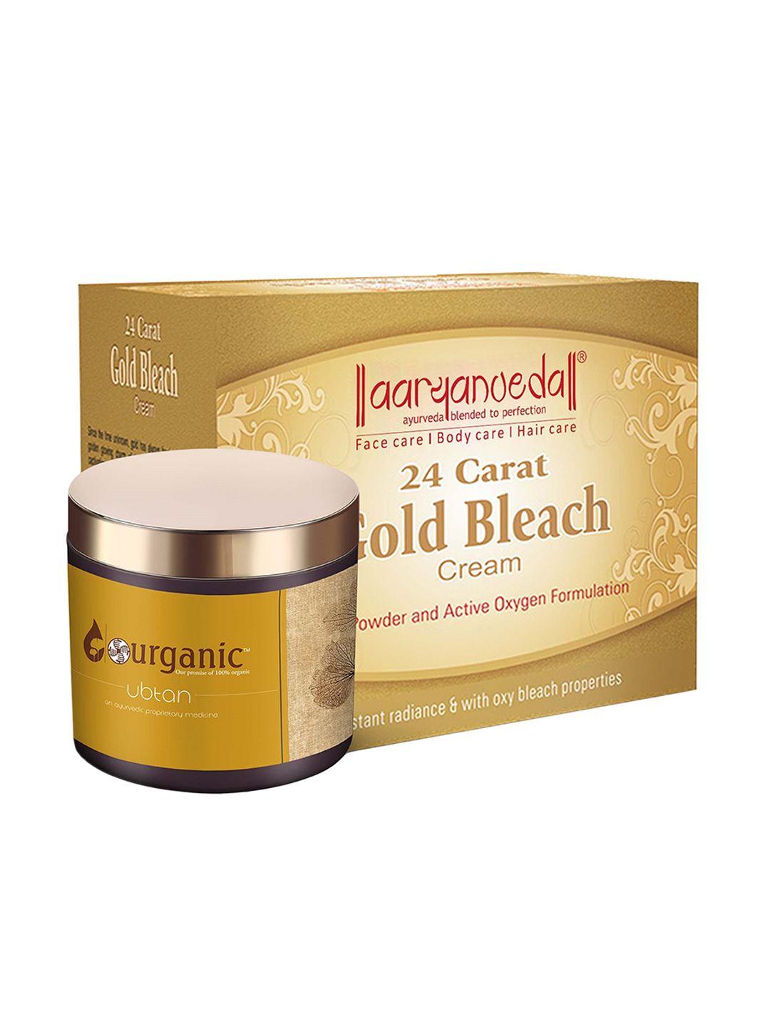 aryanveda set of 24 carat gold bleach cream & ubtan face mask