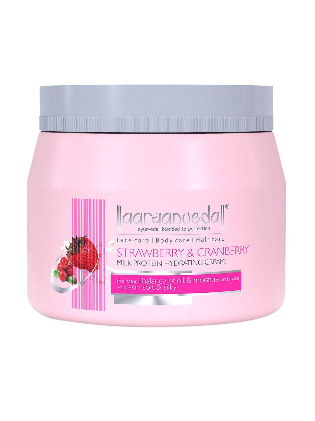 aryanveda strawberry & cranberry milk protein cream for healthy glow & skin hydration 400g