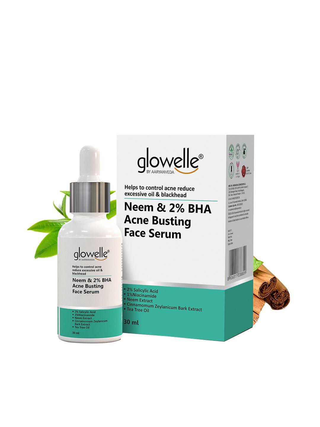 aryanveda glowelle neem & 2% bha acne busting face serum for blackheads control - 30ml