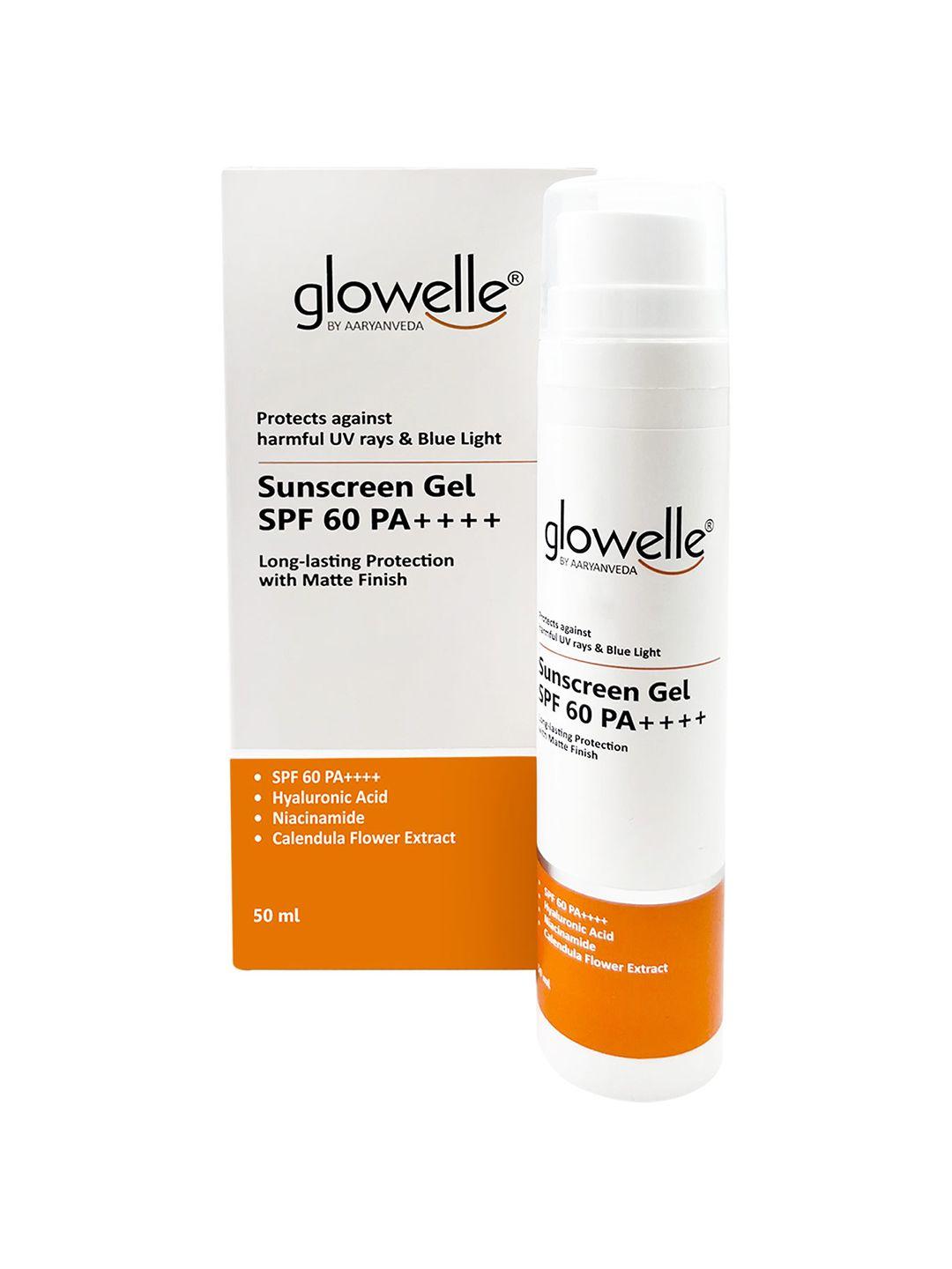 aryanveda glowelle spf 60 pa++++ sun protective sunscreen gel for uv protection 50ml