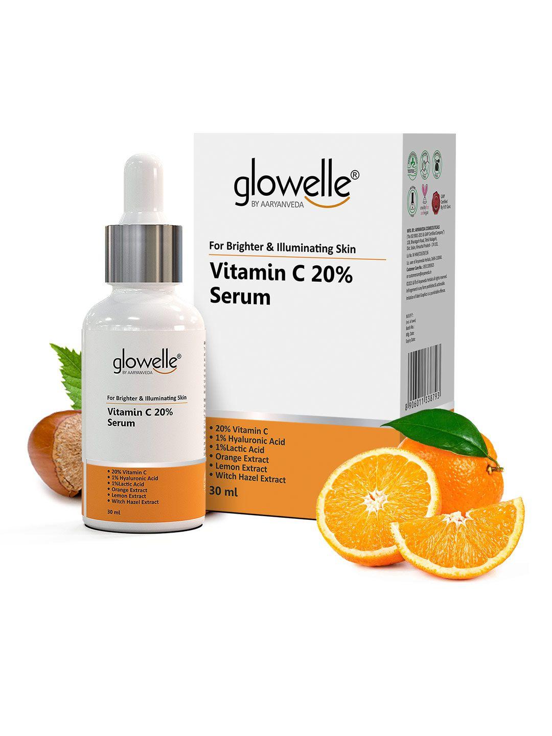 aryanveda glowelle vitamin c face serum with orange & witch hazel for brighter skin - 30ml
