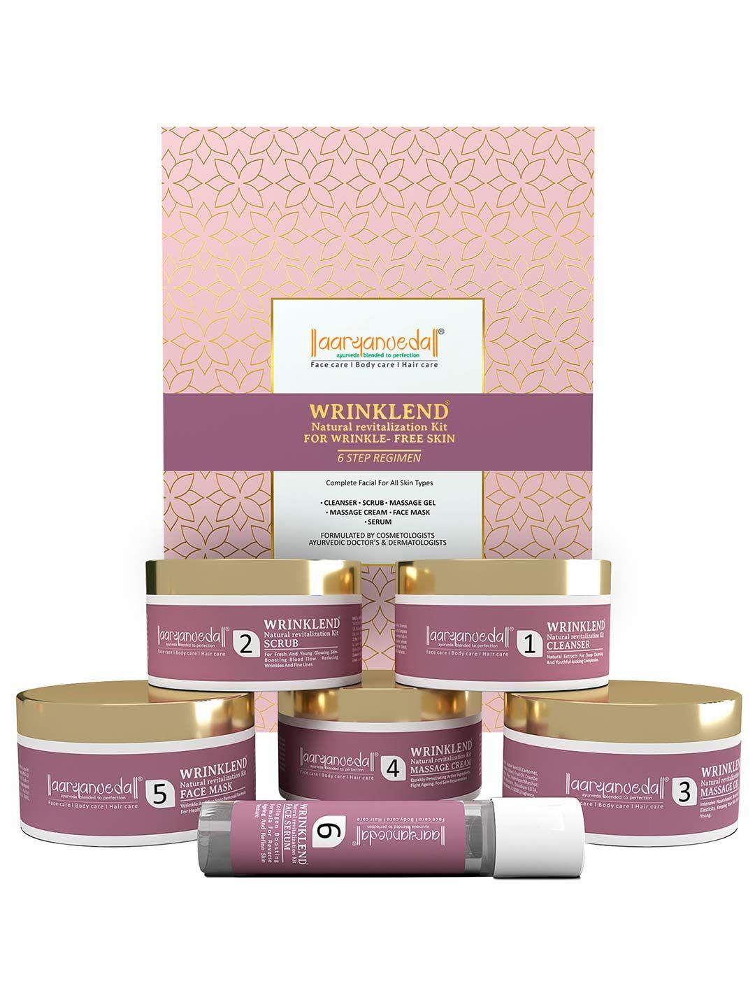 aryanveda wrinklend natural revitalization facial kit with 6 step regimen - 260 g