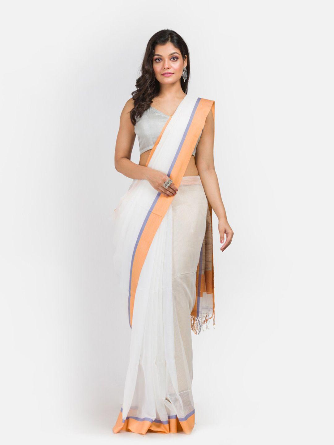 aryavart off white & grey silk cotton saree