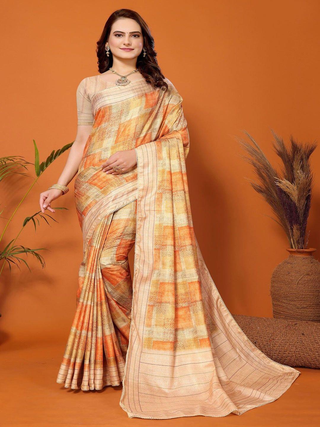 aryze abstract printed embroidered saree