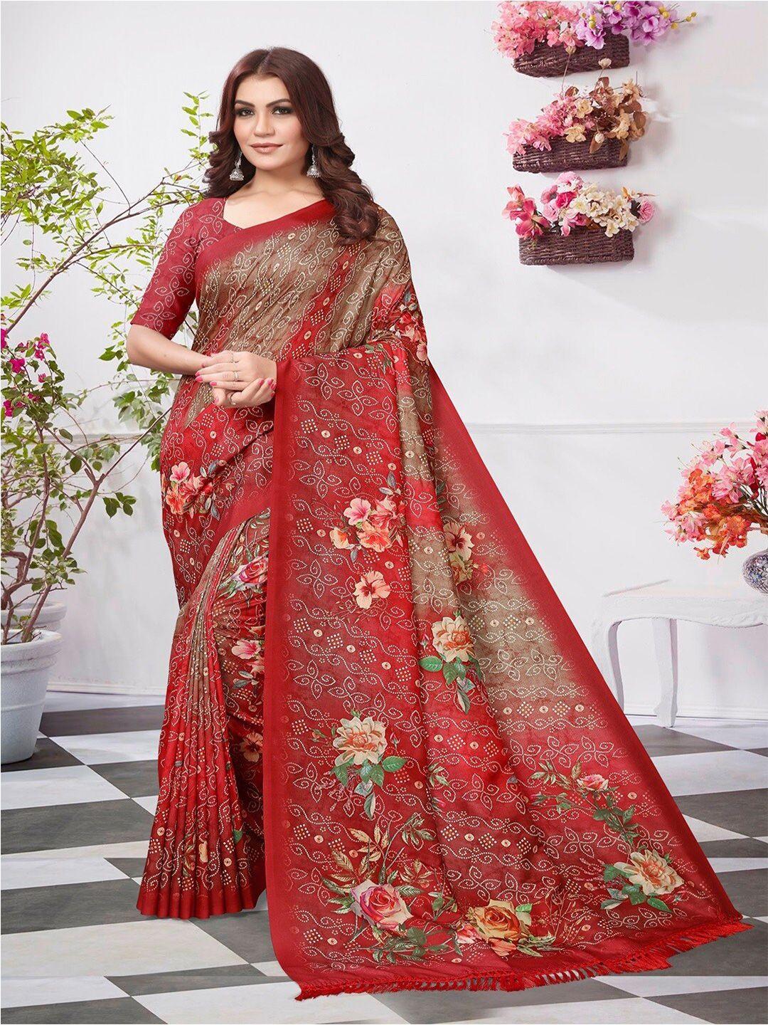 aryze floral silk blend saree