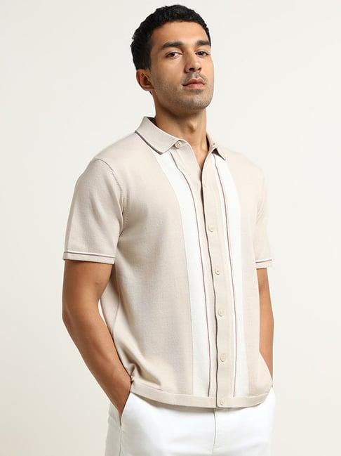 ascot by westside beige relaxed-fit knit shirt