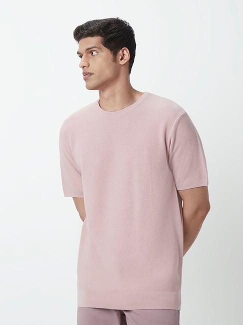 ascot by westside dusty pink pure cotton relaxed-fit t-shirt