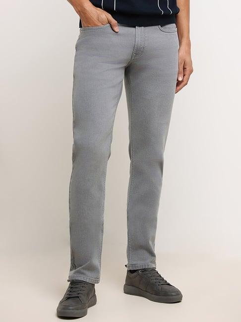 ascot by westside grey straight leg mid-rise jeans