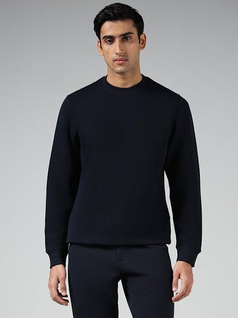 ascot by westside navy ribbed relaxed fit sweater