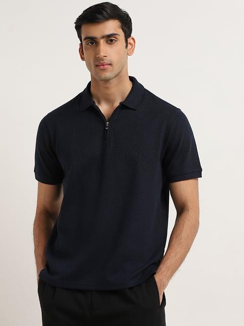 ascot by westside navy striped relaxed-fit polo t-shirt