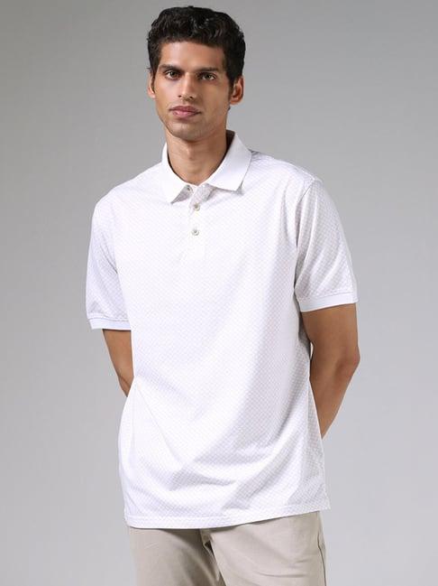 ascot by westside off white printed relaxed fit polo t-shirt