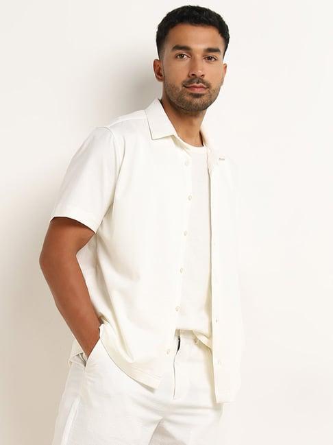 ascot by westside off-white relaxed fit shirt